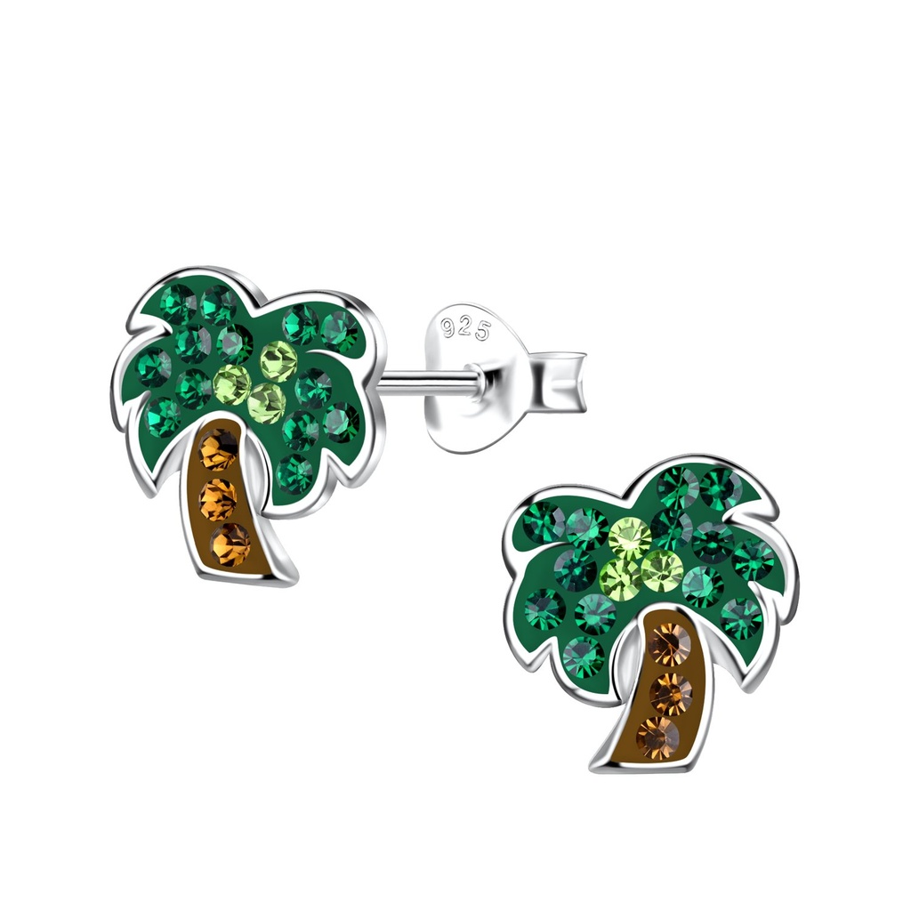 Silver Coconut Tree Stud Earrings