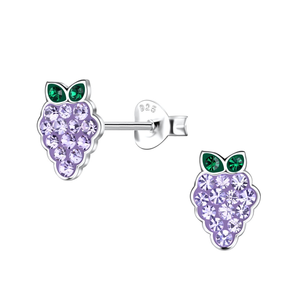 Silver Grape Stud Earrings
