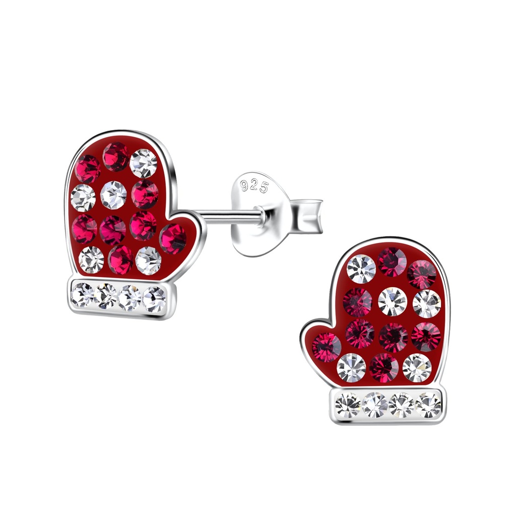 Puces d'oreilles gant de Noël en argent