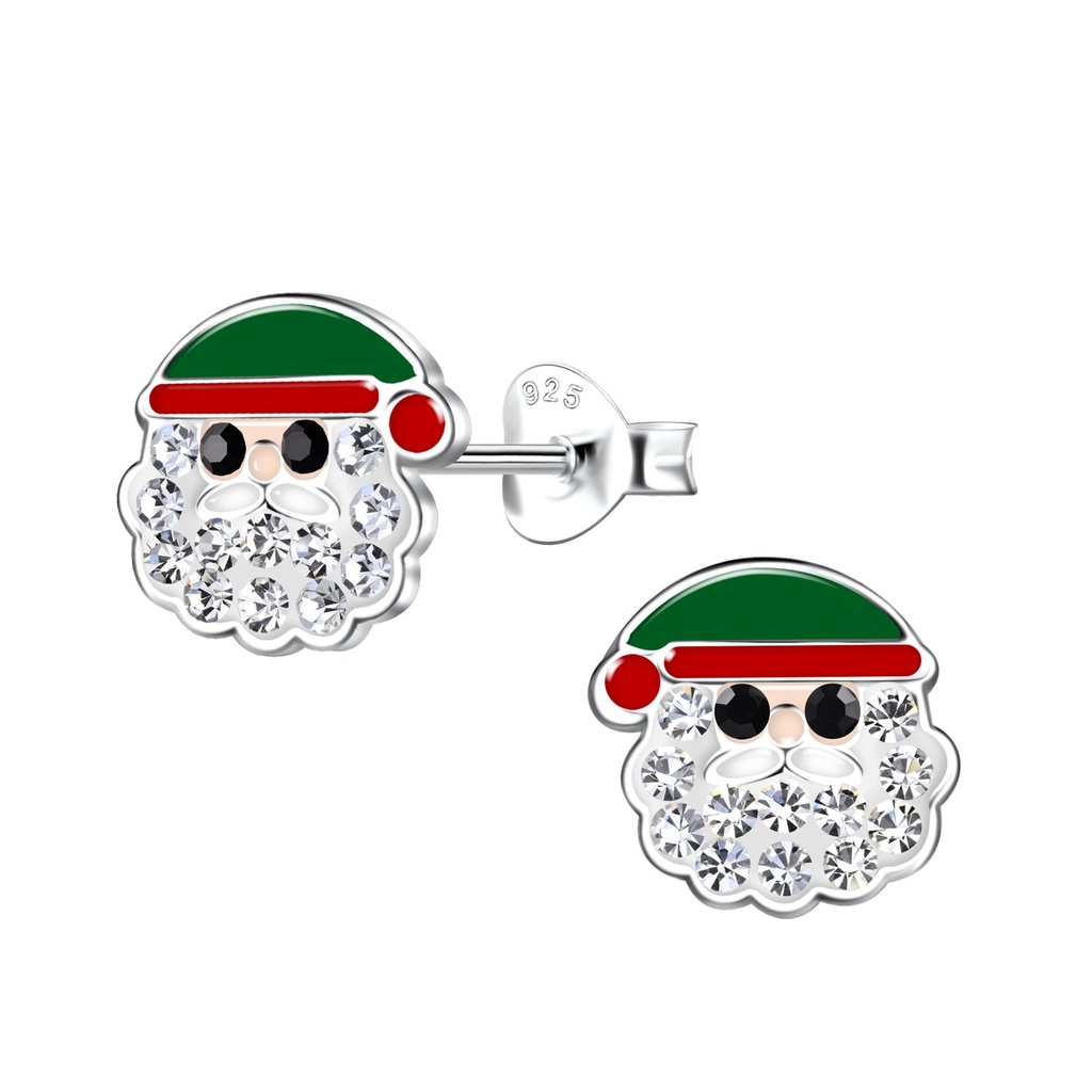 Silver Santa Claus Stud Earrings