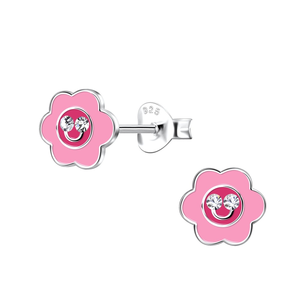 Puces d'oreilles fleur en argent