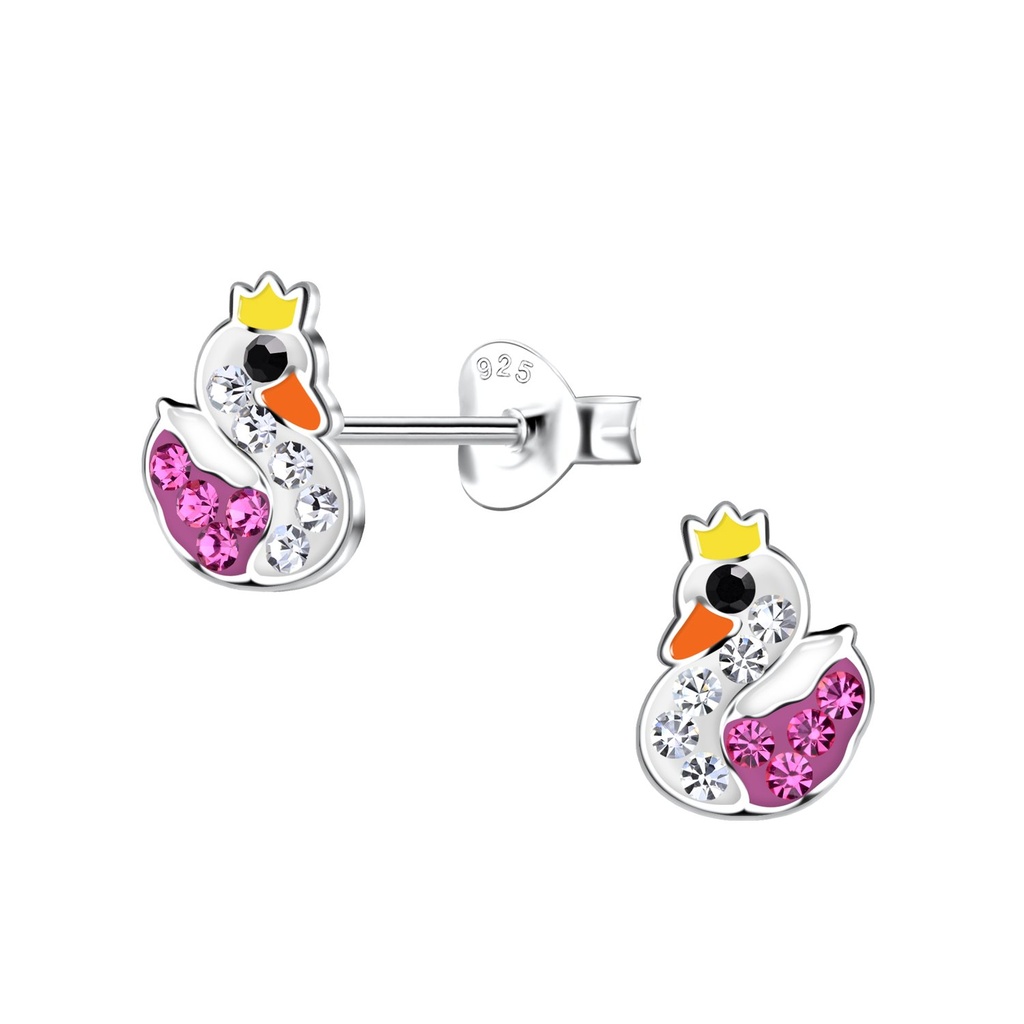 Silver Swan Stud Earrings
