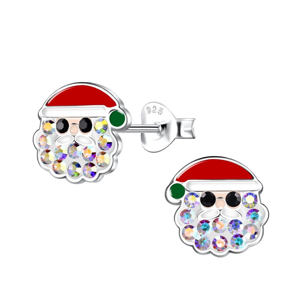Silver Santa Claus Stud Earrings