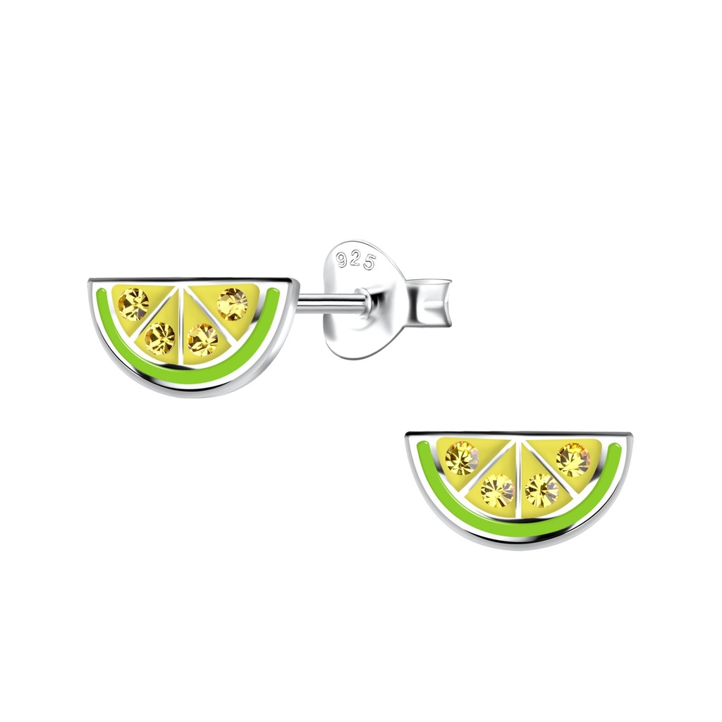 [10030353] Silver Lime Stud Earrings