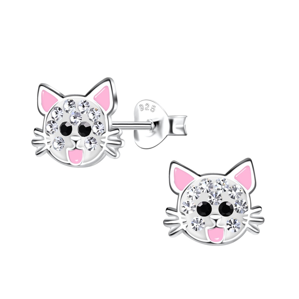 [10030402] Puces d'oreilles chat en argent