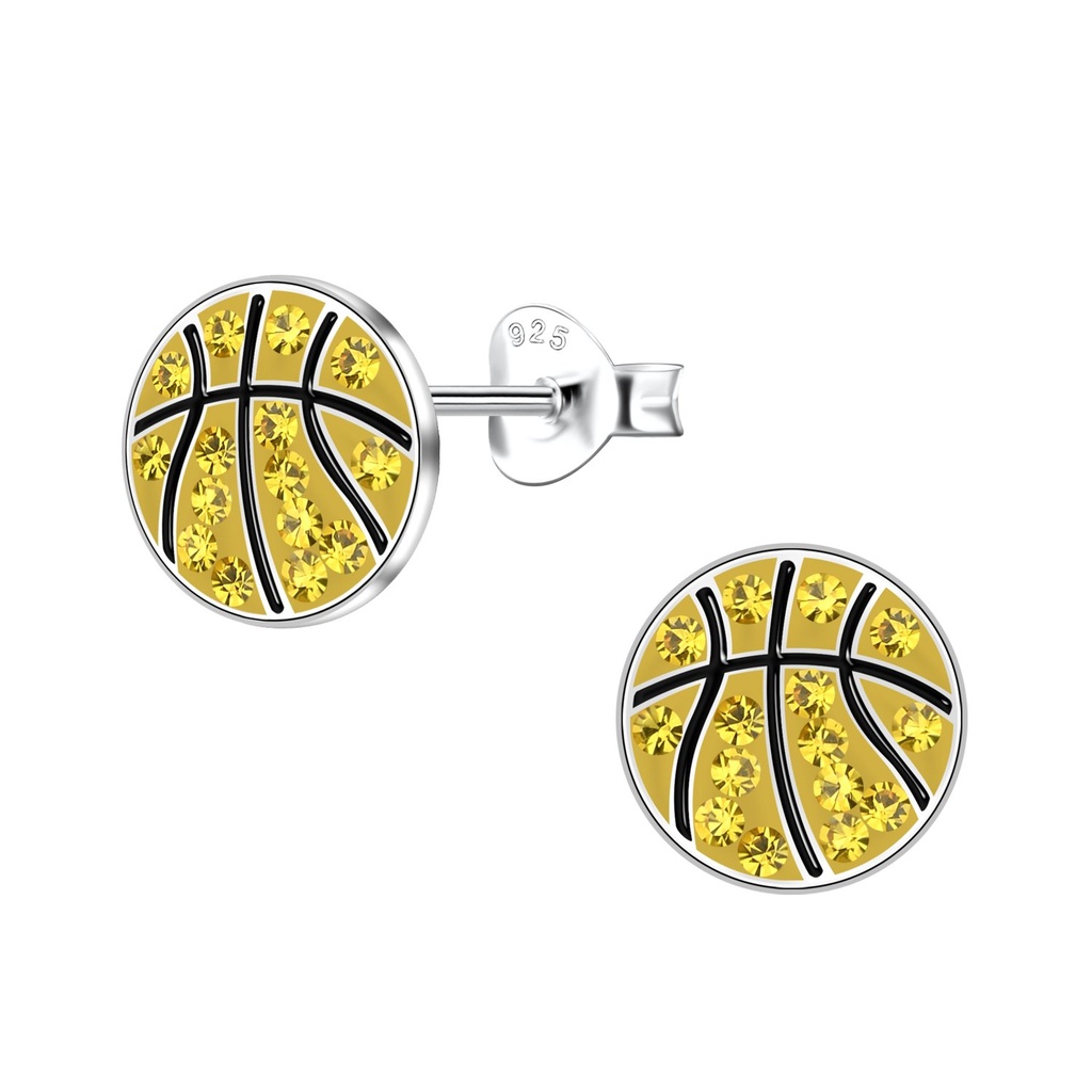 Silver Basketball Stud Earrings