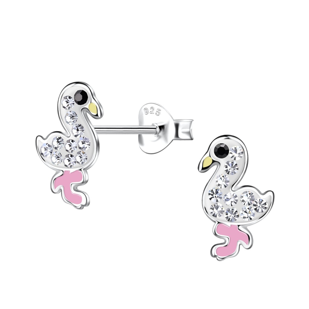 Silver Flamingo Stud Earrings
