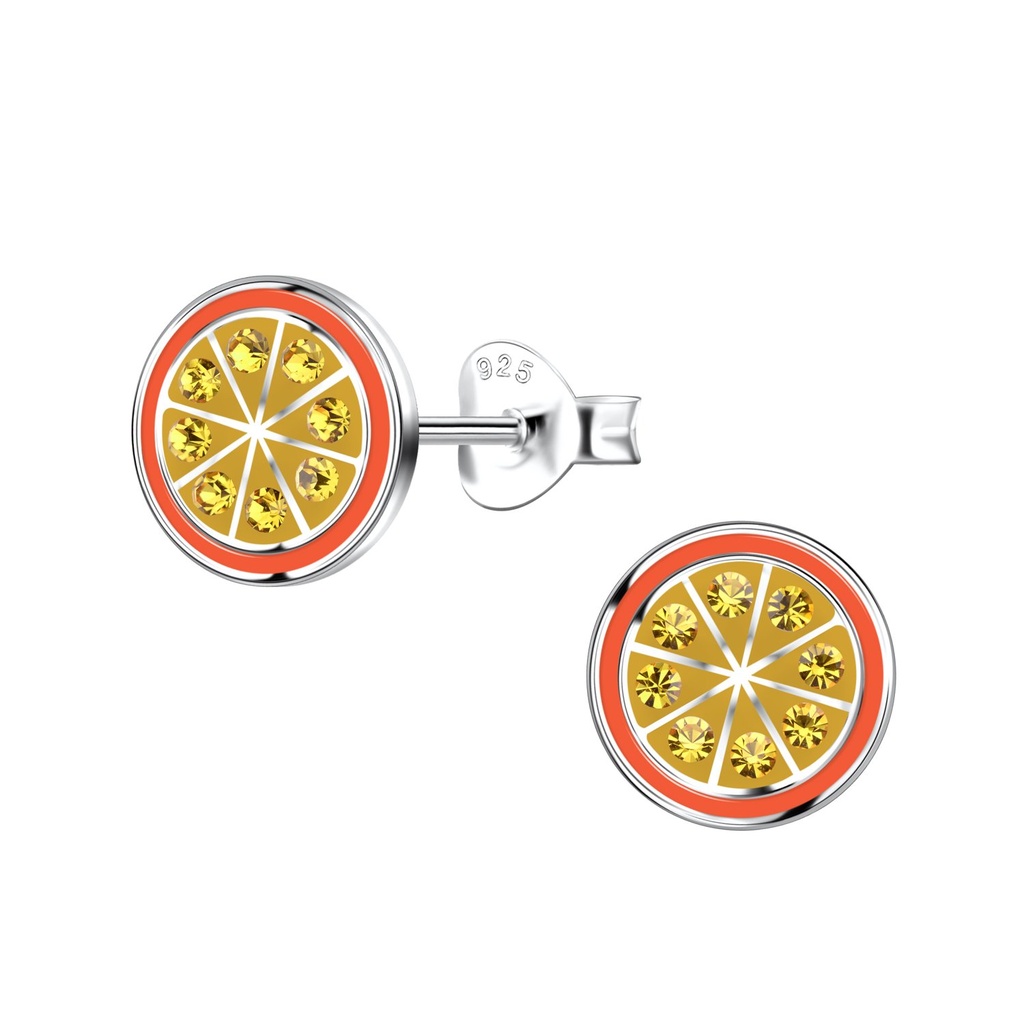 Puces d'oreilles orange en argent