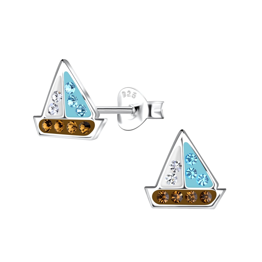 Puces d'oreilles voilier en argent