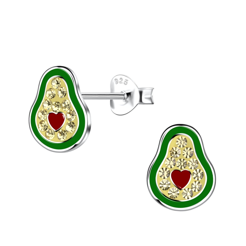 Silver Avocado Stud Earrings