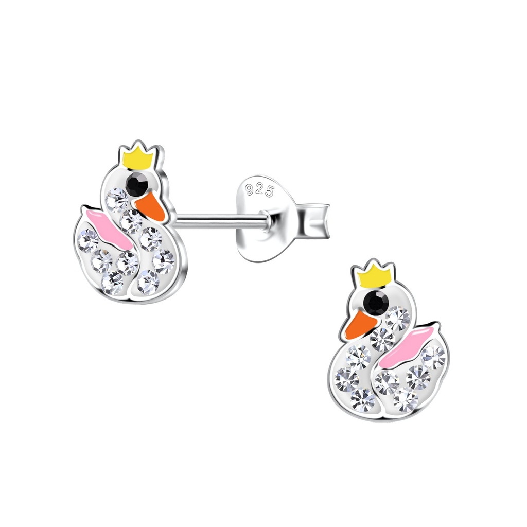 Silver Swan Stud Earrings