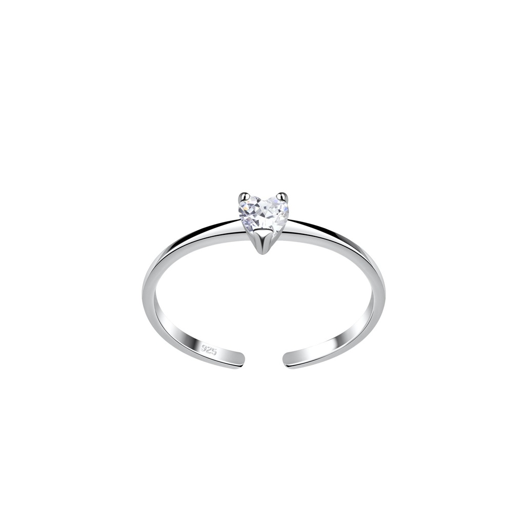 Bague d'orteil en argent zircon cœur 3 mm