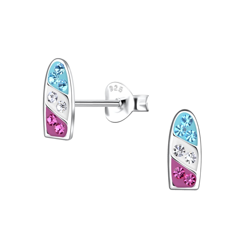 Silver Surfboard Stud Earrings