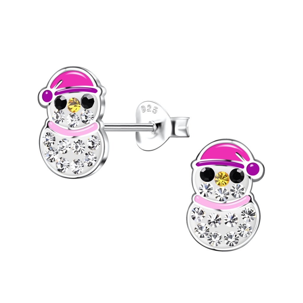 Silver Snowman Stud Earrings
