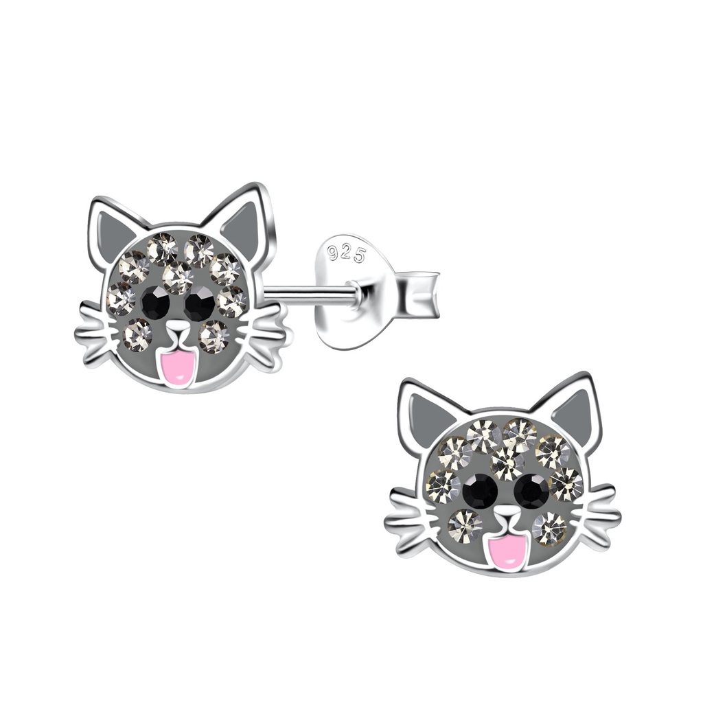 Puces d'oreilles chat en argent