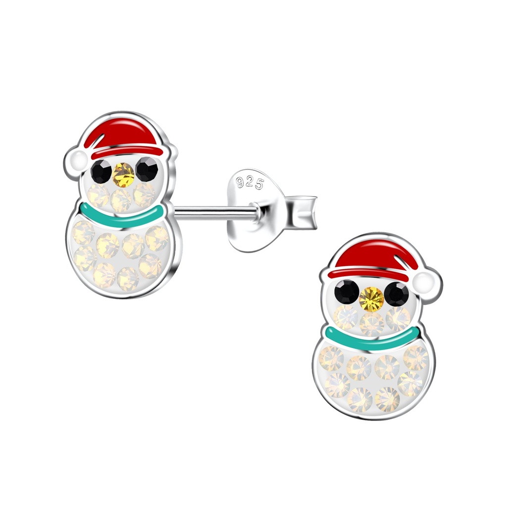 Puces d'oreilles bonhomme de neige en argent