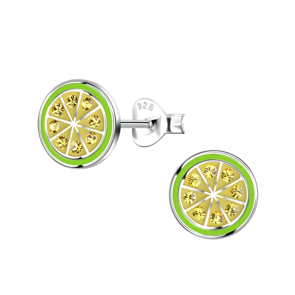 [10030441] Puces d'oreilles citron vert en argent