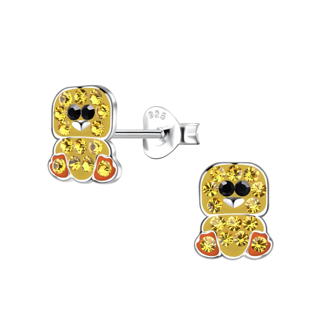 Silver Duck Stud Earrings