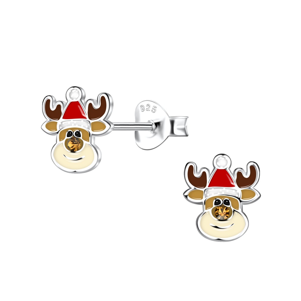 Silver Reindeer Stud Earrings