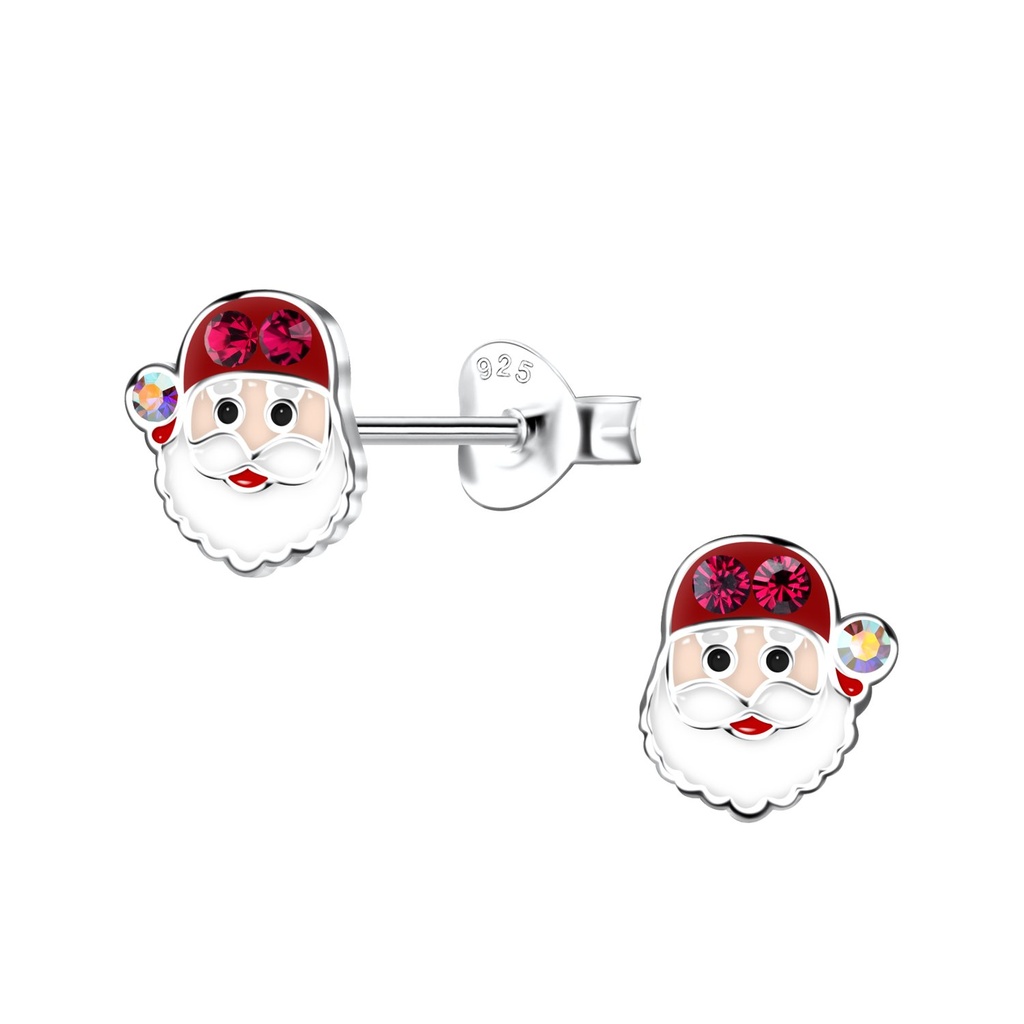 [10030626] Silver Santa Claus Stud Earrings