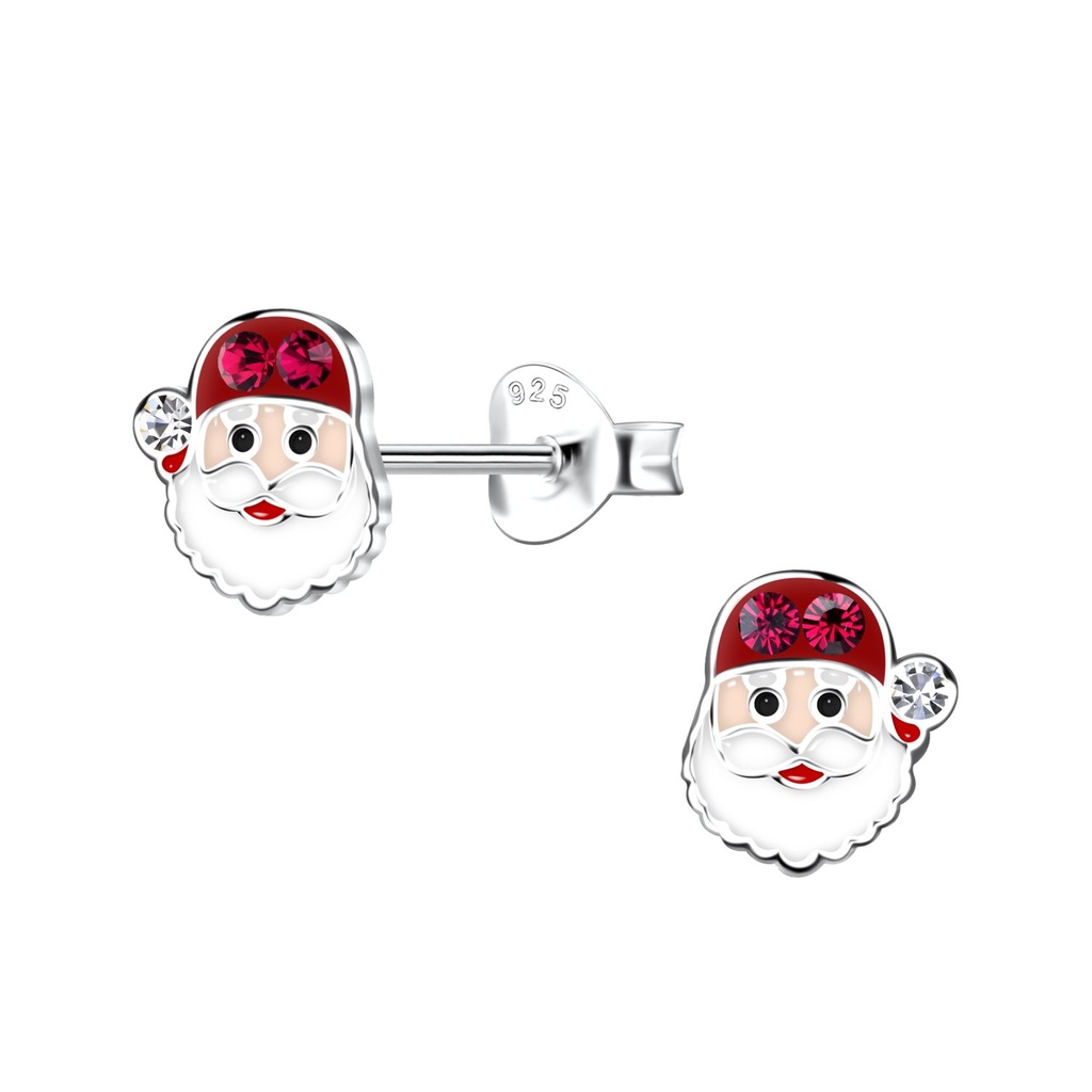 [10030628] Silver Santa Claus Stud Earrings