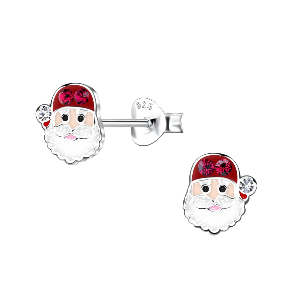 Silver Santa Claus Stud Earrings