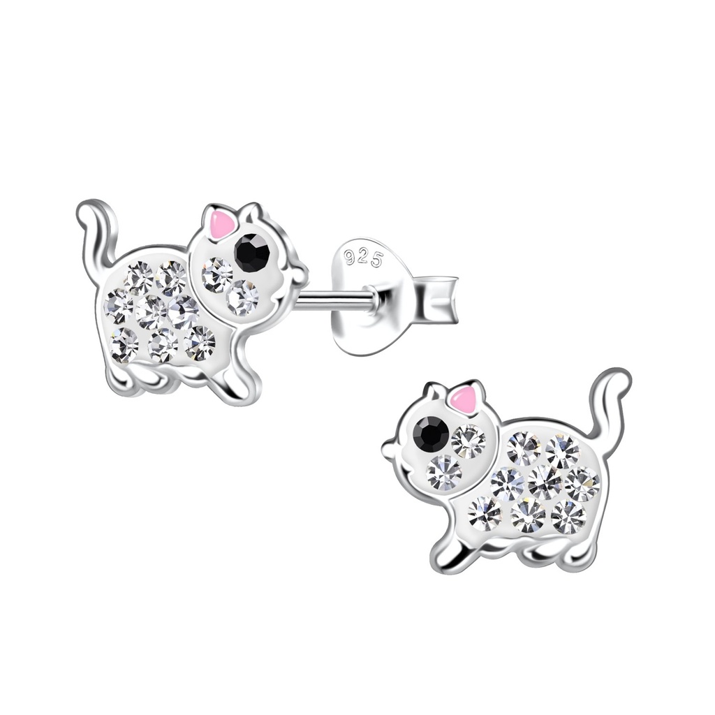 Puces d'oreilles chat en argent