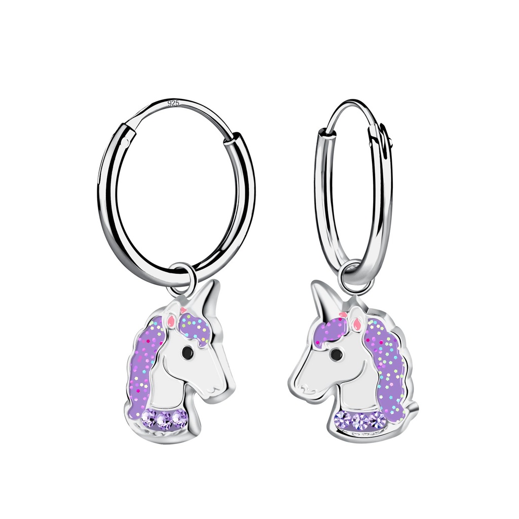 Créoles breloque licorne en argent