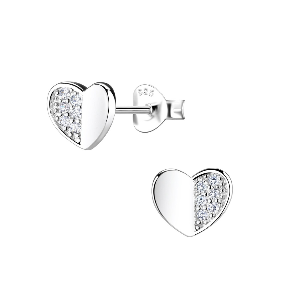 [10013574] Silver Heart Stud Earrings