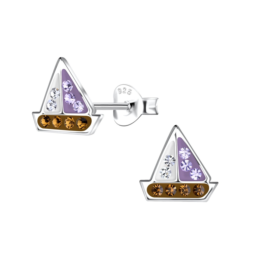 Silver Sailboat Stud Earrings