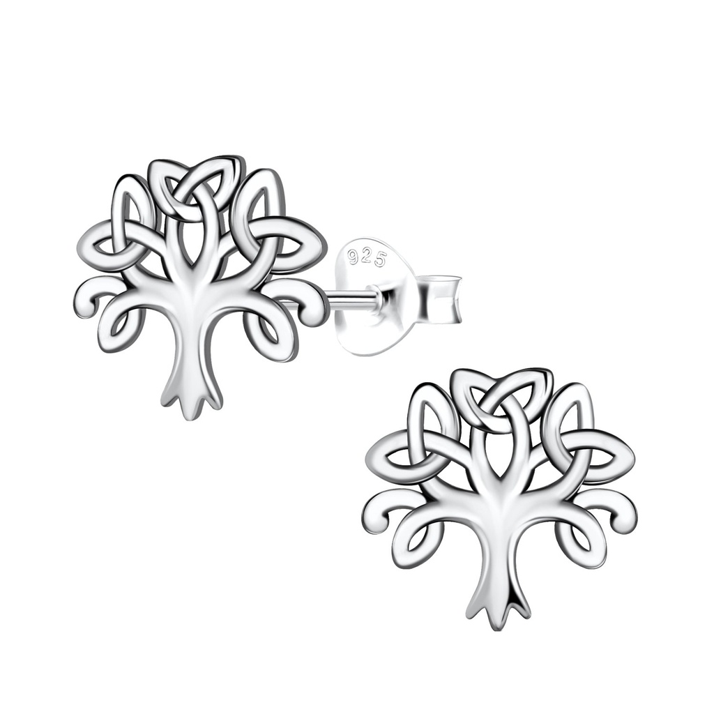 Puces d'oreilles arbre en argent