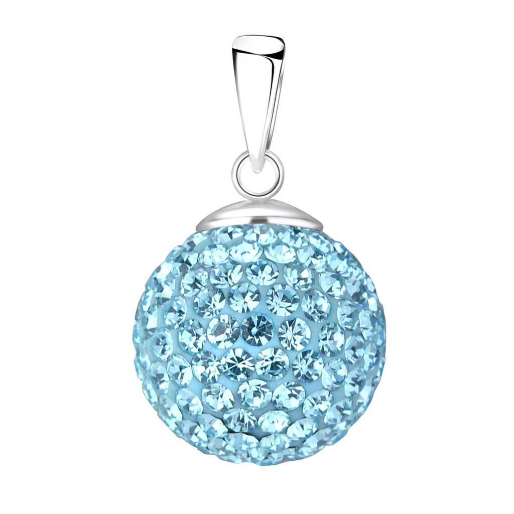 [10013383] Silver Crystal Ball Pendant (Aqua Bohemica)