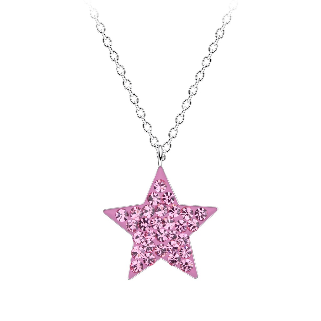 [10024065] Silver Star Necklace (Light Rose)