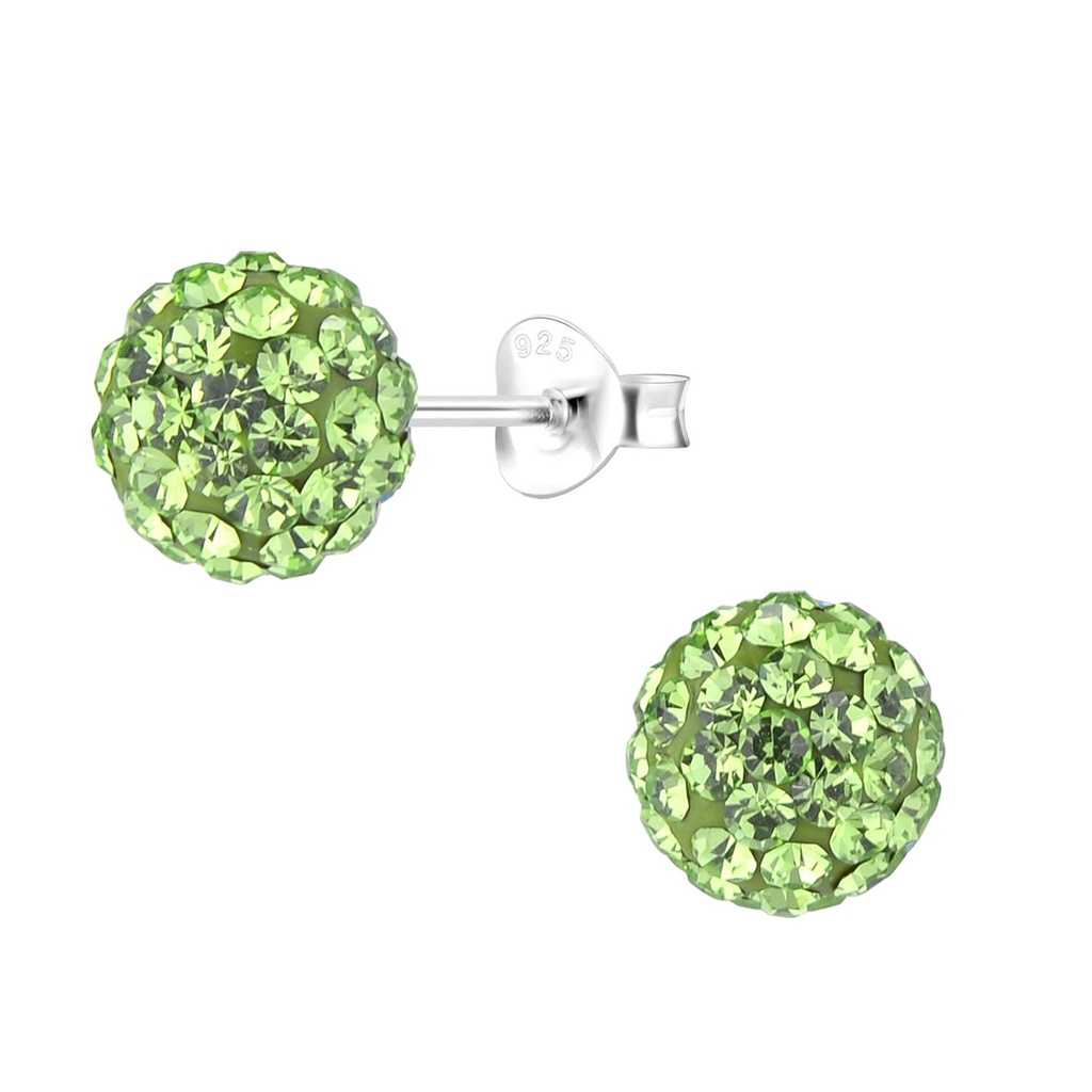 Puces d'oreilles boule en argent cristal 8 mm