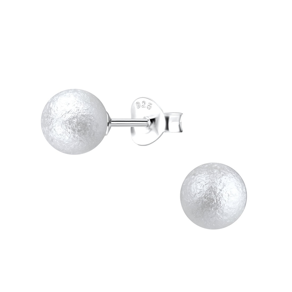 Puces d'oreilles perle en argent 6 mm