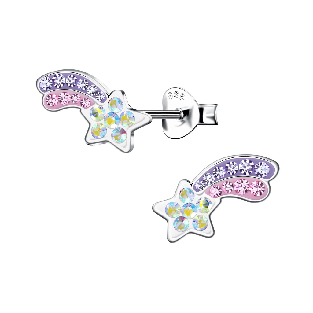 Silver Shooting Star Stud Earrings