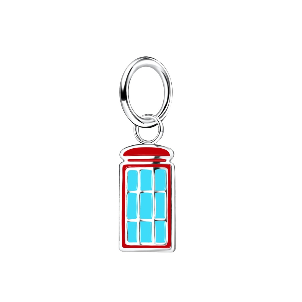 Silver Red Telephone Box Pendant