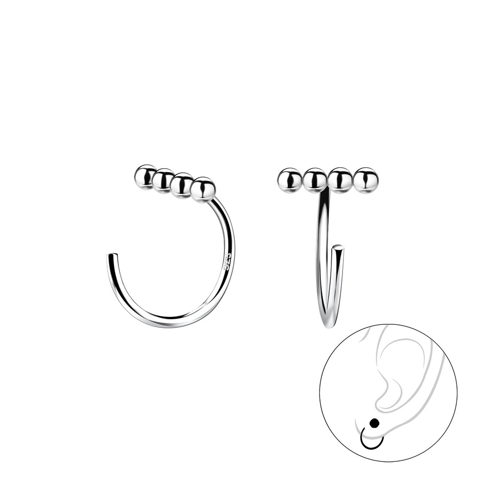 Ear huggers boule en argent