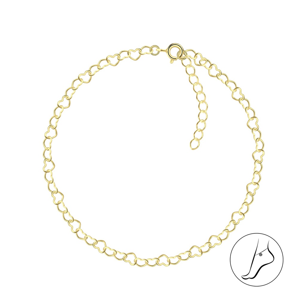 [10028048] Chaîne de cheville cœur en argent 24 cm