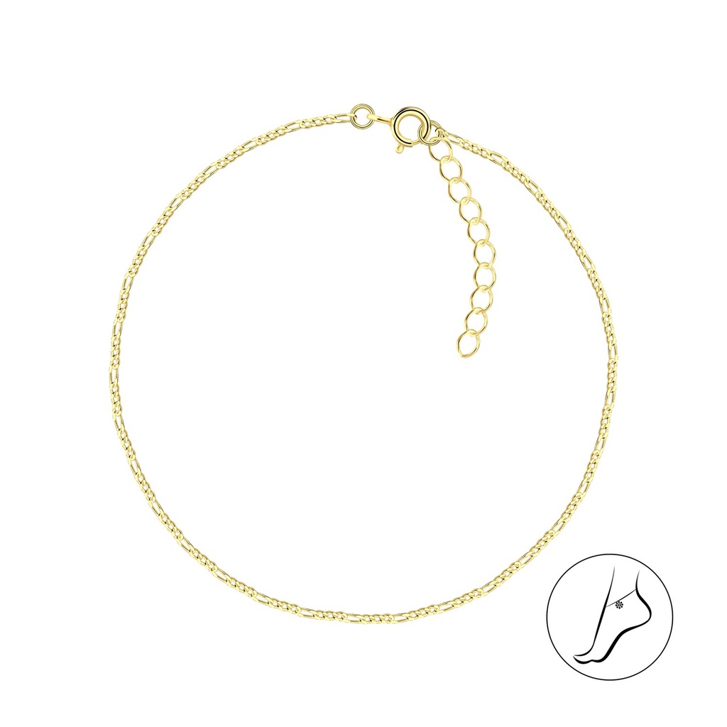 [10028042] Chaîne de cheville figaro en argent 25 cm avec rallonge