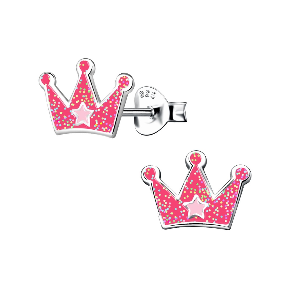 Silver Crown Stud Earrings