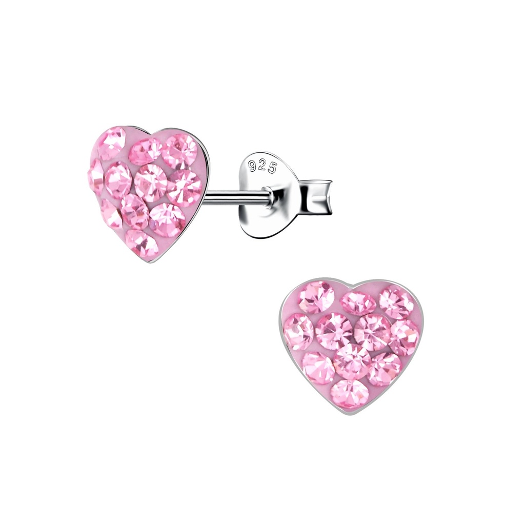 [10027407] Puces d'oreilles cœur en argent (Light Rose)