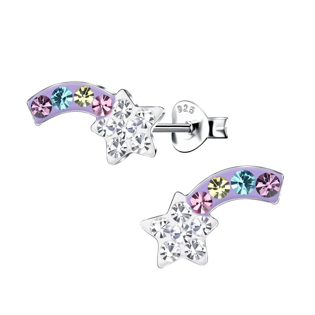 Silver Shooting Star Stud Earrings