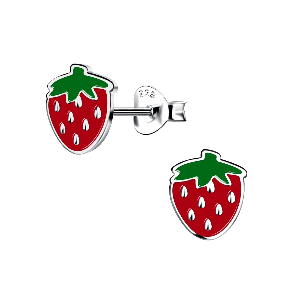 Puces d'oreilles fraise en argent