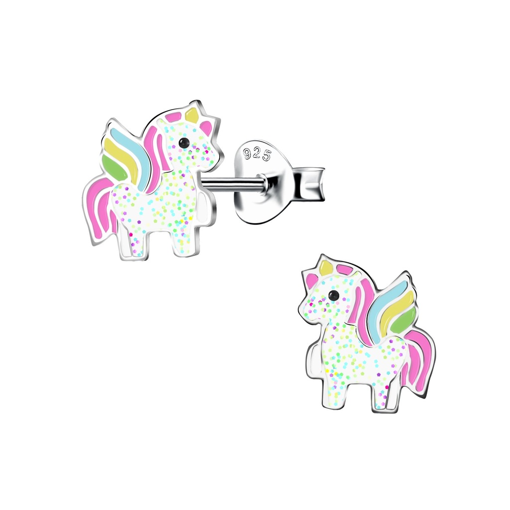 Silver Unicorn Stud Earrings