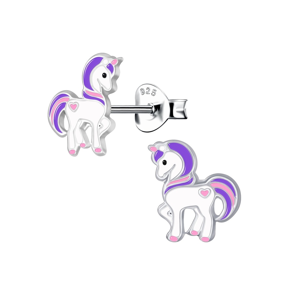 Silver Unicorn Stud Earrings