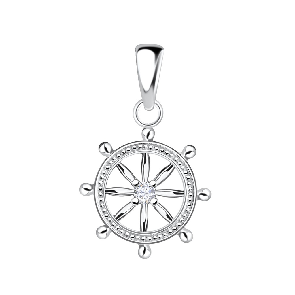 [10020974] Silver Ship Wheel Pendant