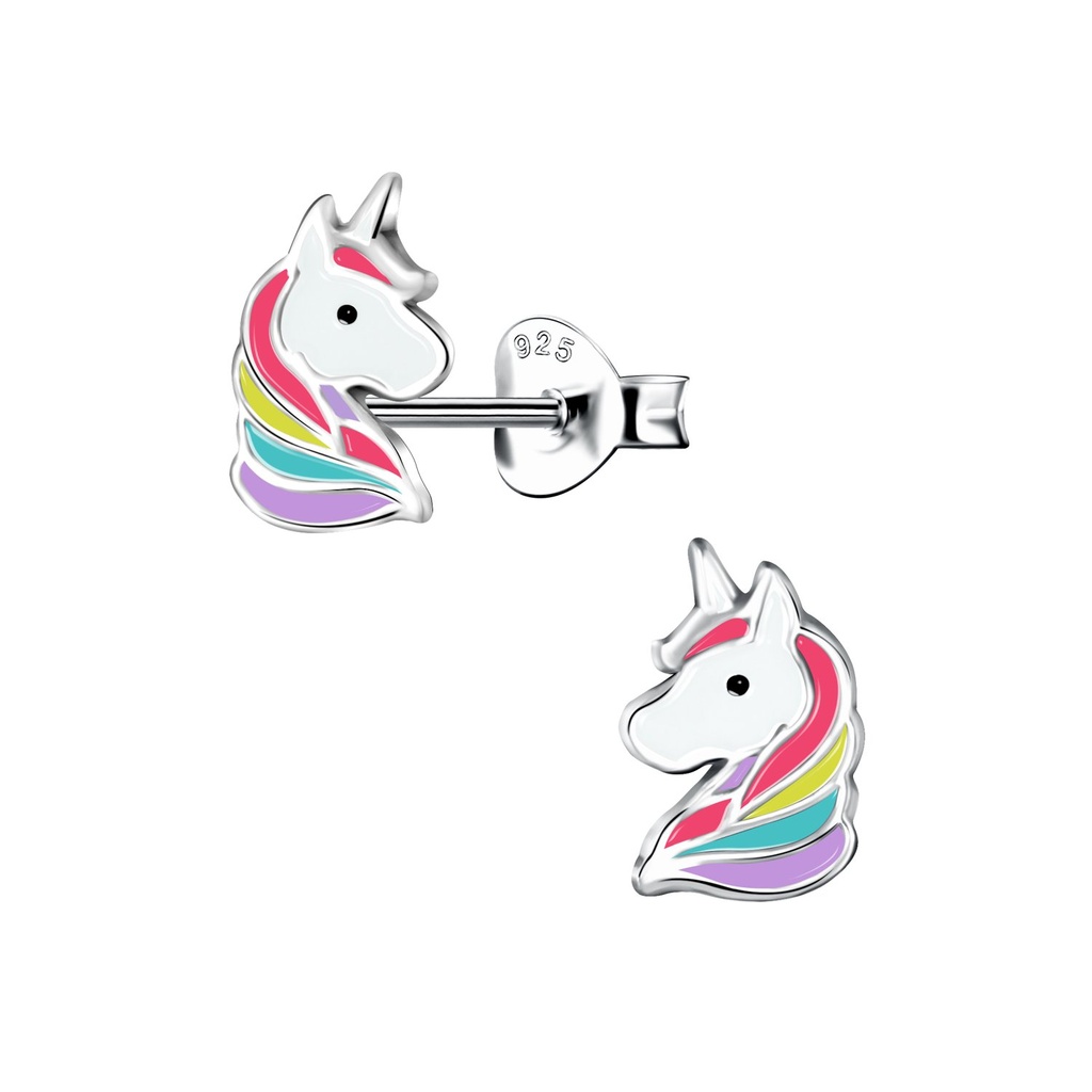 Silver Unicorn Stud Earrings