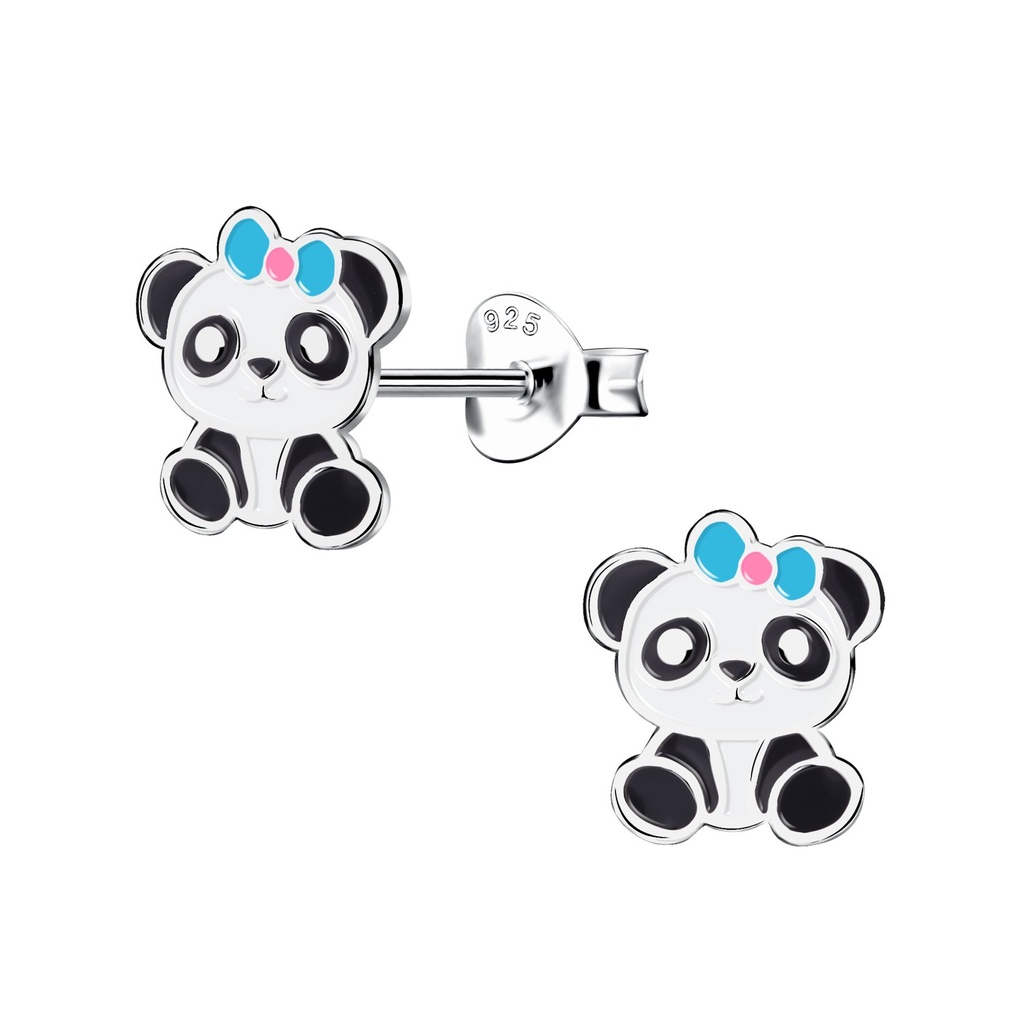 Puces d'oreilles panda en argent