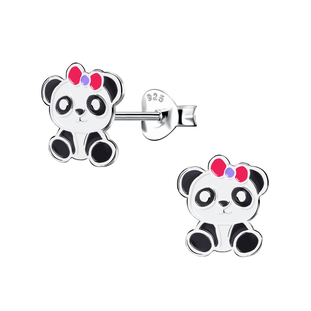 Silver Panda Stud Earrings